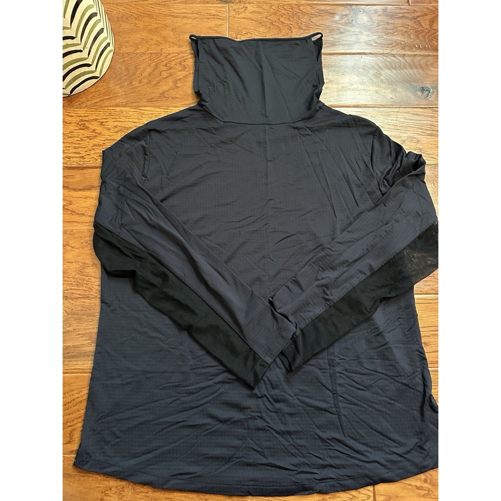 IBKÜL XXL Black UPF 50+ Cool Feel Quick Dry Cowl Neck Long Sleeve Mesh Top
